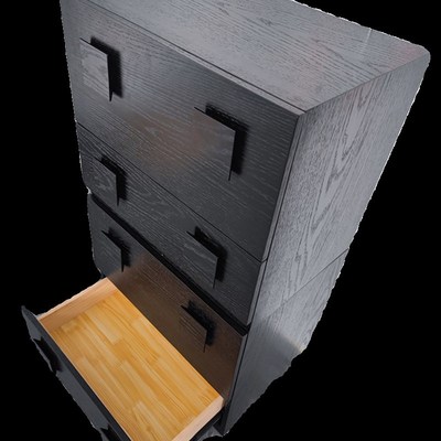 卡门柜纯实木斗柜黑色复古橡木电视柜边柜小床头柜组合模块柜简约