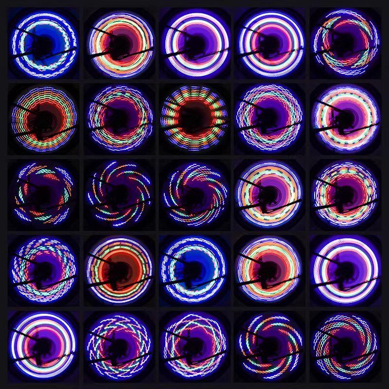 自行车灯夜骑风火轮山地车花鼓灯太能阳充电辐条灯夜间警示闪光灯