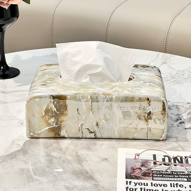 轻奢陶瓷高级感高档纸巾盒客厅茶几餐巾J纸盒子餐桌家用抽纸盒摆