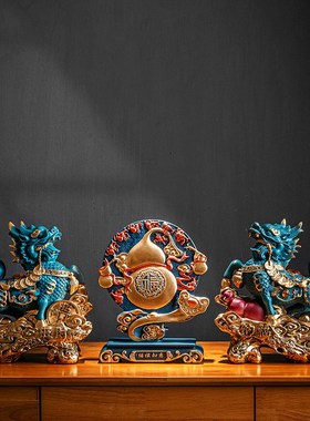 小麒麟貔貅招财摆件一对2022新款C客厅玄关办公室桌面新中式艺术