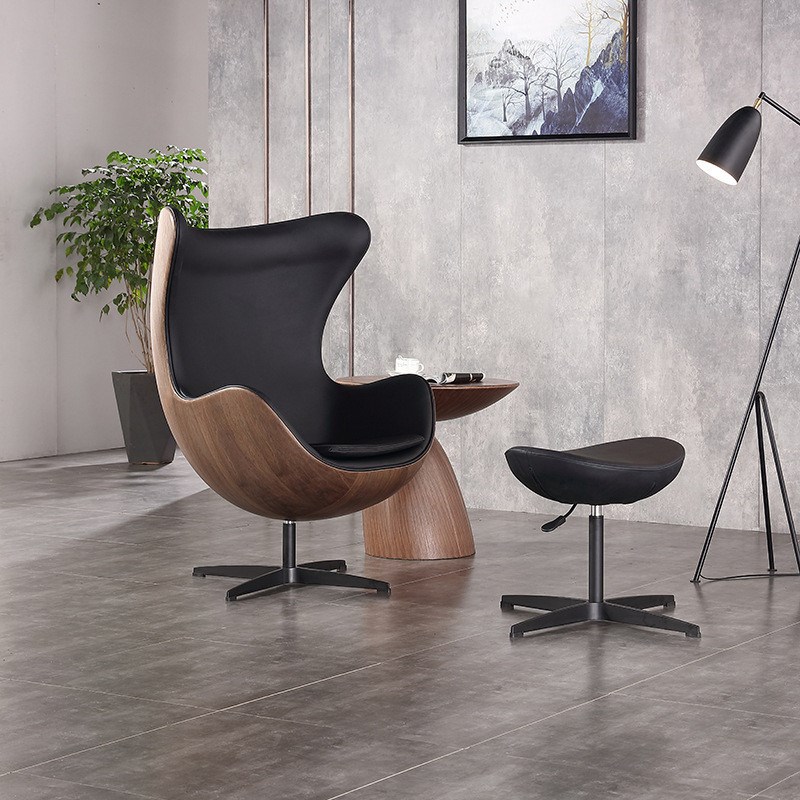 玻璃钢创意仿木纹座椅别墅售楼处坐凳接待蛋壳软包沙发组合休息椅