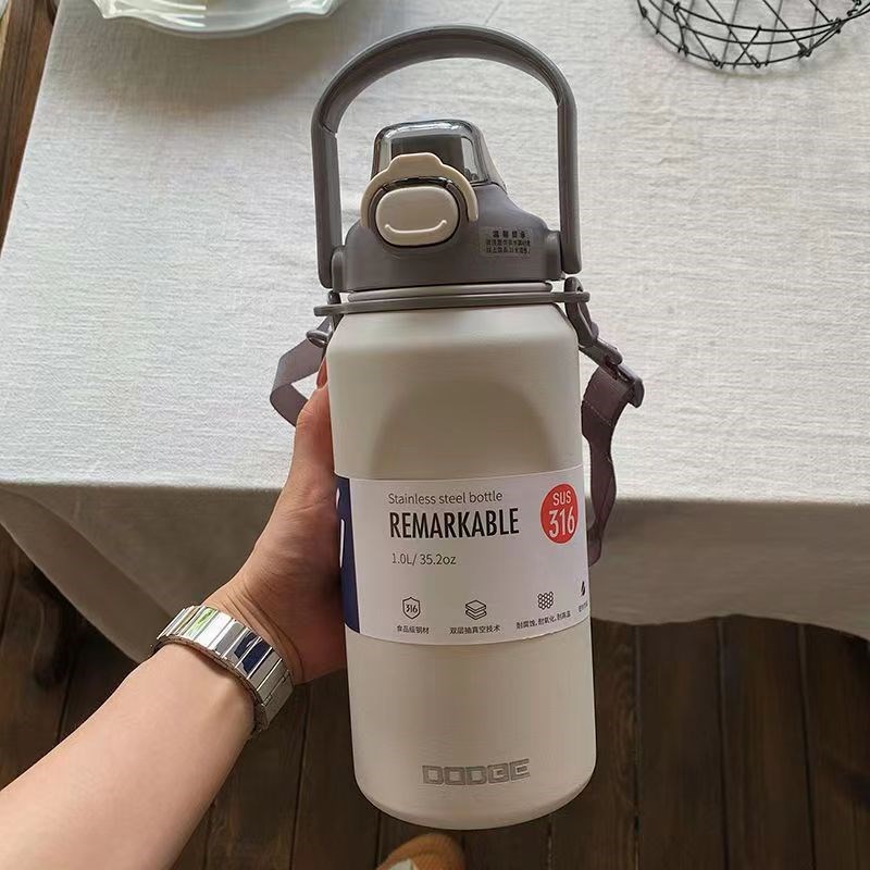 316不锈钢大容量o保温杯便携吸管水壶原装进口男女1L水杯