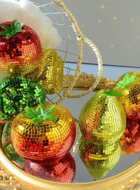 迪斯科蔬菜摆件创意镜面胡萝卜彩椒西红柿梨摆件派对用品家居装饰