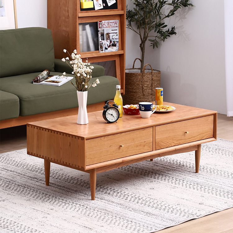 云端樱桃木茶几 北欧实木茶几组合小户型简约现代日式电视柜厂家