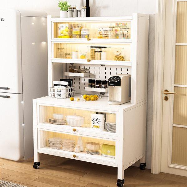 防尘餐边柜厨房置物架多层落地柜小电器微波炉烤箱多功能收纳架子,厨房/烹饪用具,微波炉置物架,淘宝优惠券,粉丝福利购,淘宝优惠卷