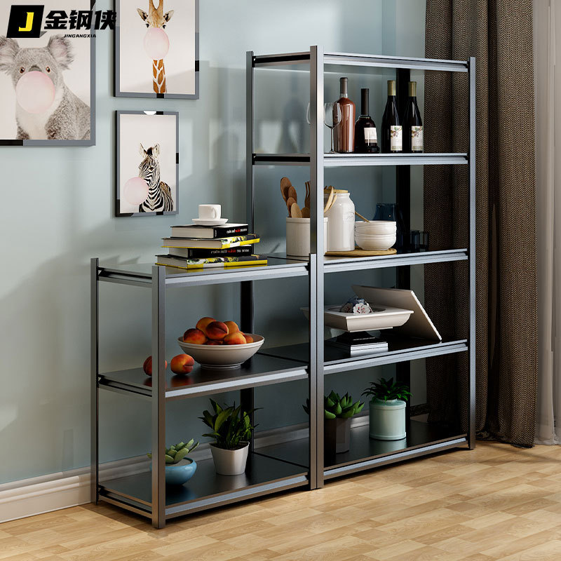 货架置物架仓库阳台储藏室杂物间超市钢制收纳架书柜现代简约风