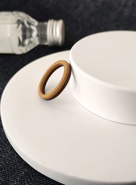 T-Sail［焦糖］拼木戒指 欧美复古男款素圈指环 情侣个性手工定制