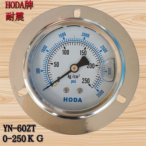 HODA轴向带边抗震不锈钢压力表 耐震压力表 YN60ZT 150 100 250KG