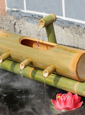 鱼缸竹子摆件竹筒流水器过滤养鱼太阳能无电自循环系统不插电永动