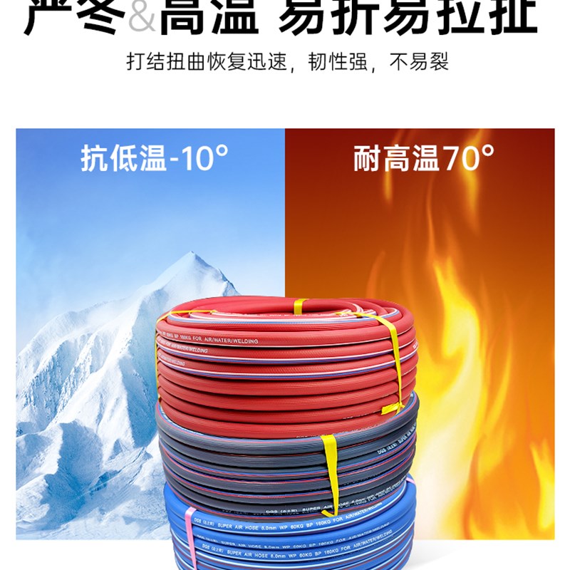 条纹三胶两线空压机气管大小气动扳手高压软管气泵喷T漆防爆氧气