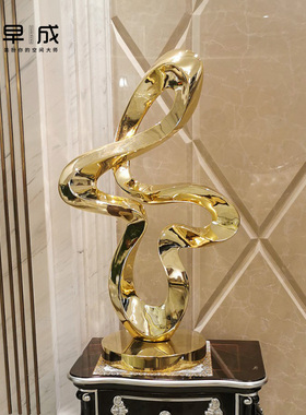 现代客厅样板间玄关软装饰轻奢摆件电视柜旁边落地酒店雕塑工艺品