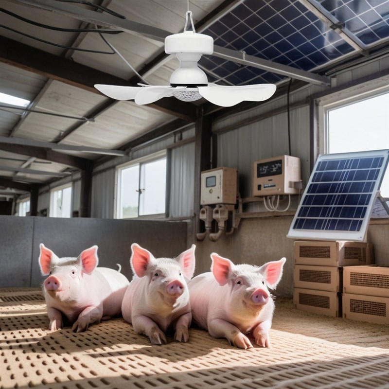 新款太阳能吊扇灯养殖场鸡舍猪舍降温风扇太阳能吊扇宠物吊扇