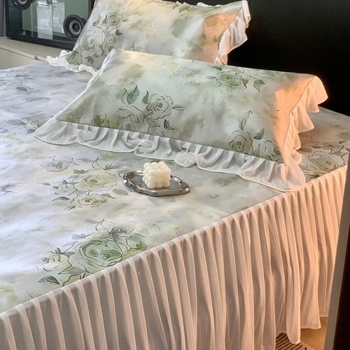 法式公主风冰丝凉感夏季床裙款凉席三件套可水洗单双人床空调席子