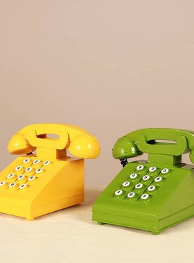 欧式复古怀旧老j式铁艺听筒座机电话机模型道具装饰品创意民宿摆