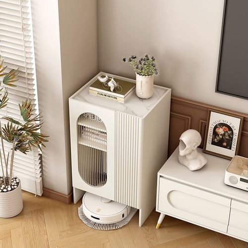 扫地机收纳柜适配石头科沃斯云鲸扫地机器人客厅边柜杂志柜储物柜