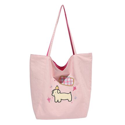 韩版可爱小狗大容量托特包2025新款时尚通勤帆布包休闲百搭单肩包