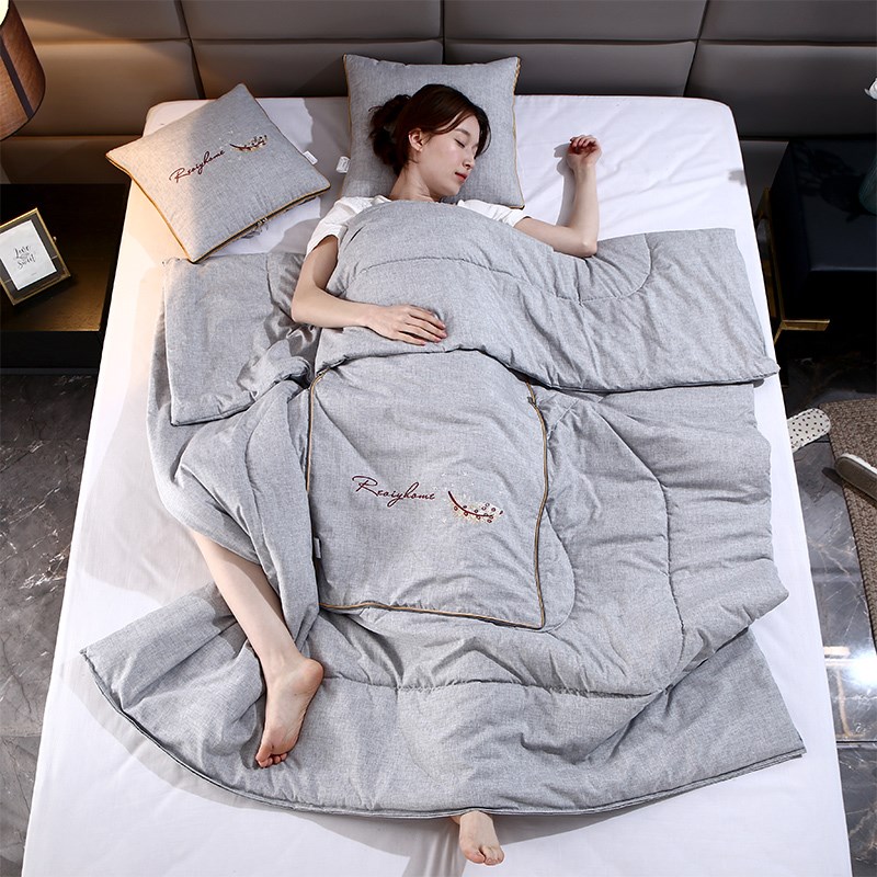 2024新款细棉麻抱枕被子两用折叠车载办公室午休枕头毯子空调被夏