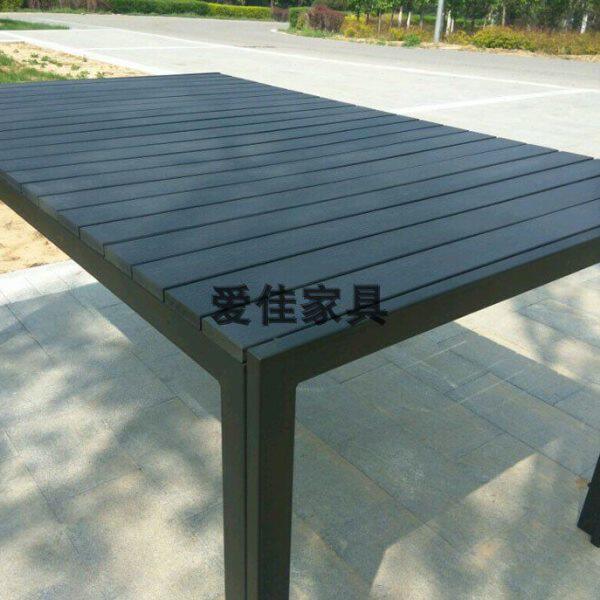 爱佳家具 户外塑木桌150*90厘米 庭院露台别墅家具 防腐塑木桌椅