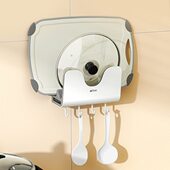 家用锅盖架仰放带接水免打孔 多功能置物收纳架单个 厨房壁挂式