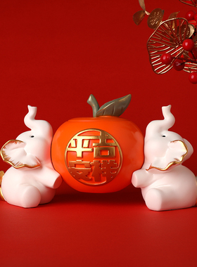 大象摆饰玄关收纳装饰o品客厅入户高档电视柜轻奢高级感桌面工艺