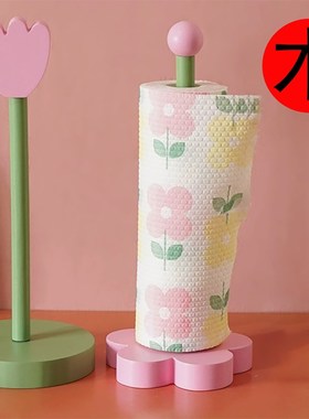 纸巾架新款桌面厨房l专用卷筒卫生纸架吸油纸保鲜膜收纳层架木质