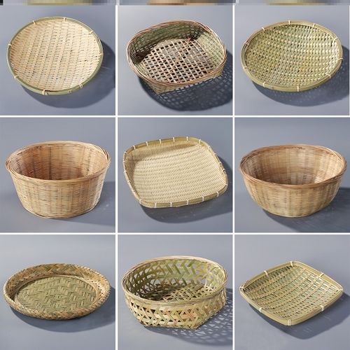 竹编晒盘晾晒筐商用晒东西的工具竹器竹制品家用竹V子簸箕创意竹
