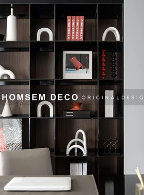 极简拱形几何艺术摆件c样板间售楼处客厅酒柜书房书柜软装饰工艺