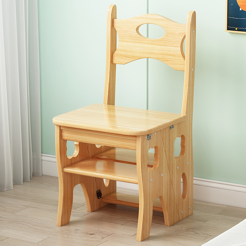 家用多功能梯子折叠室内安全加厚梯子凳两用梯子椅实木楼梯登高梯