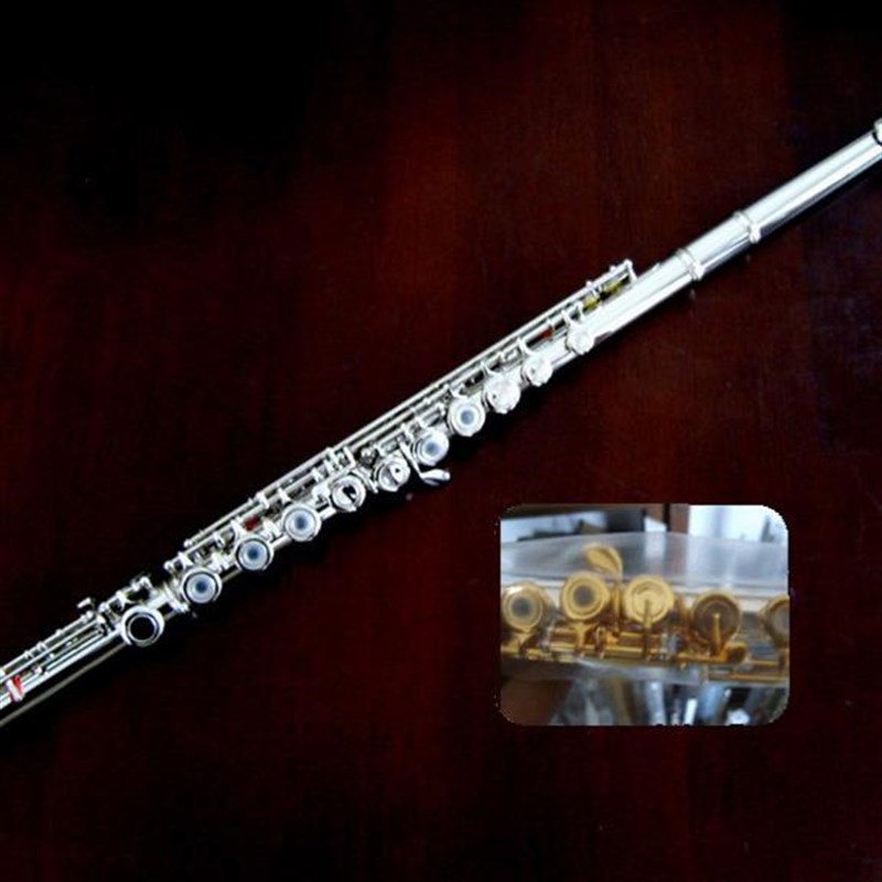 蝴蝶牌17孔开孔法式按键镀银长笛