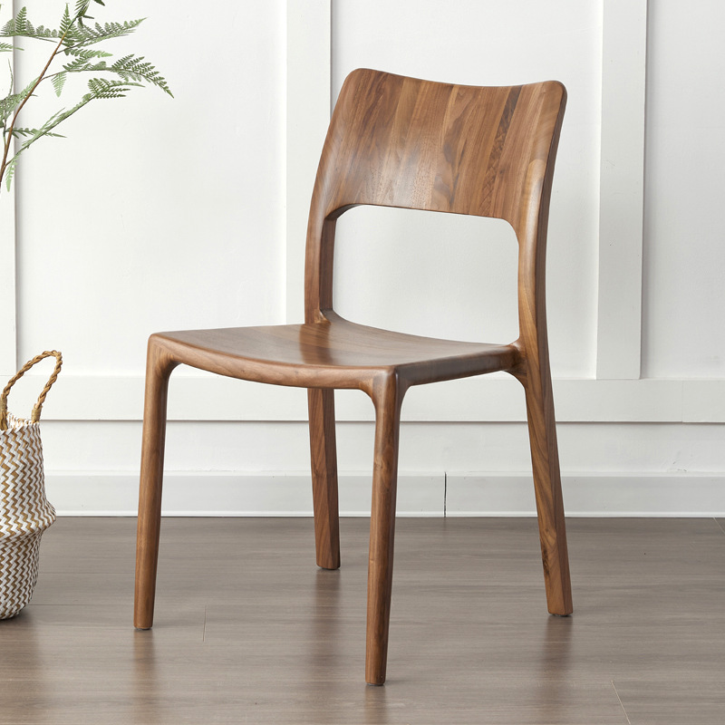 北美黑胡桃木舒克椅现代简约靠背家用书桌椅意式北欧全榫卯艺术餐