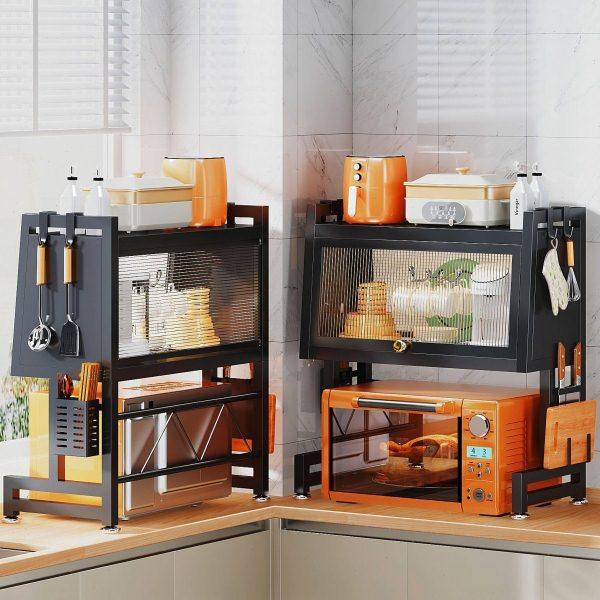厨房微波炉架台面双层置物架带柜门橱柜烤箱烤炉菜板筷子收纳架子,厨房/烹饪用具,微波炉置物架,淘宝优惠券,粉丝福利购,淘宝优惠卷