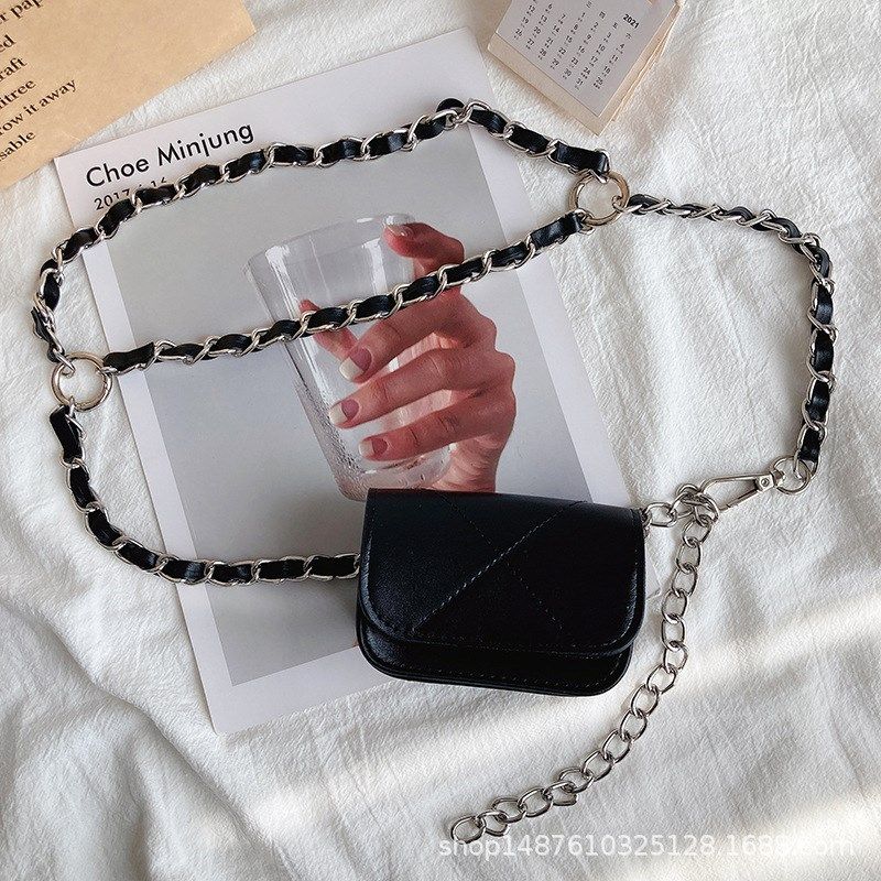 欧美复古编织腰链小包包女ins迷你金属百搭链条腰带配裙子皮带潮