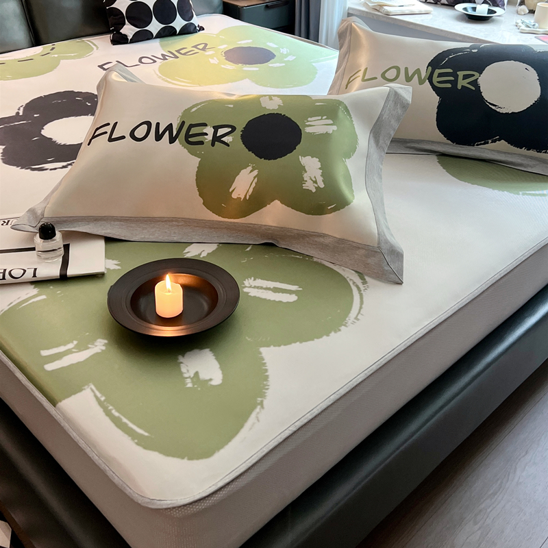 新款高端夏季凉席冰丝席三件套可水洗床笠款空调席1.5m/1.8米夏天