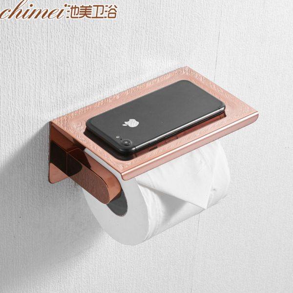 卫生间卷纸架 不锈钢金色 黑色厕所厕纸手机置物架浴室手纸巾盒
