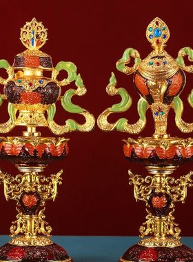 彩色合金八吉祥摆件西藏组合藏式八宝吉祥家居办公玄关门店装饰品