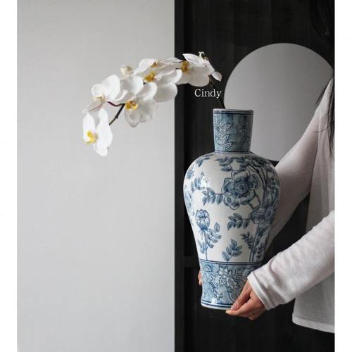Cindy美学东方巴黎新中式青花瓷“花开【福】贵”插冬青陶瓷花瓶