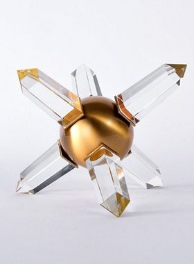 现代简约轻奢水晶六角星芒样板房客厅玄关茶几办公桌软装饰品摆件