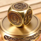 塔安同款 黄铜六面转钱手把件玄关家用客厅公室桌面摆件