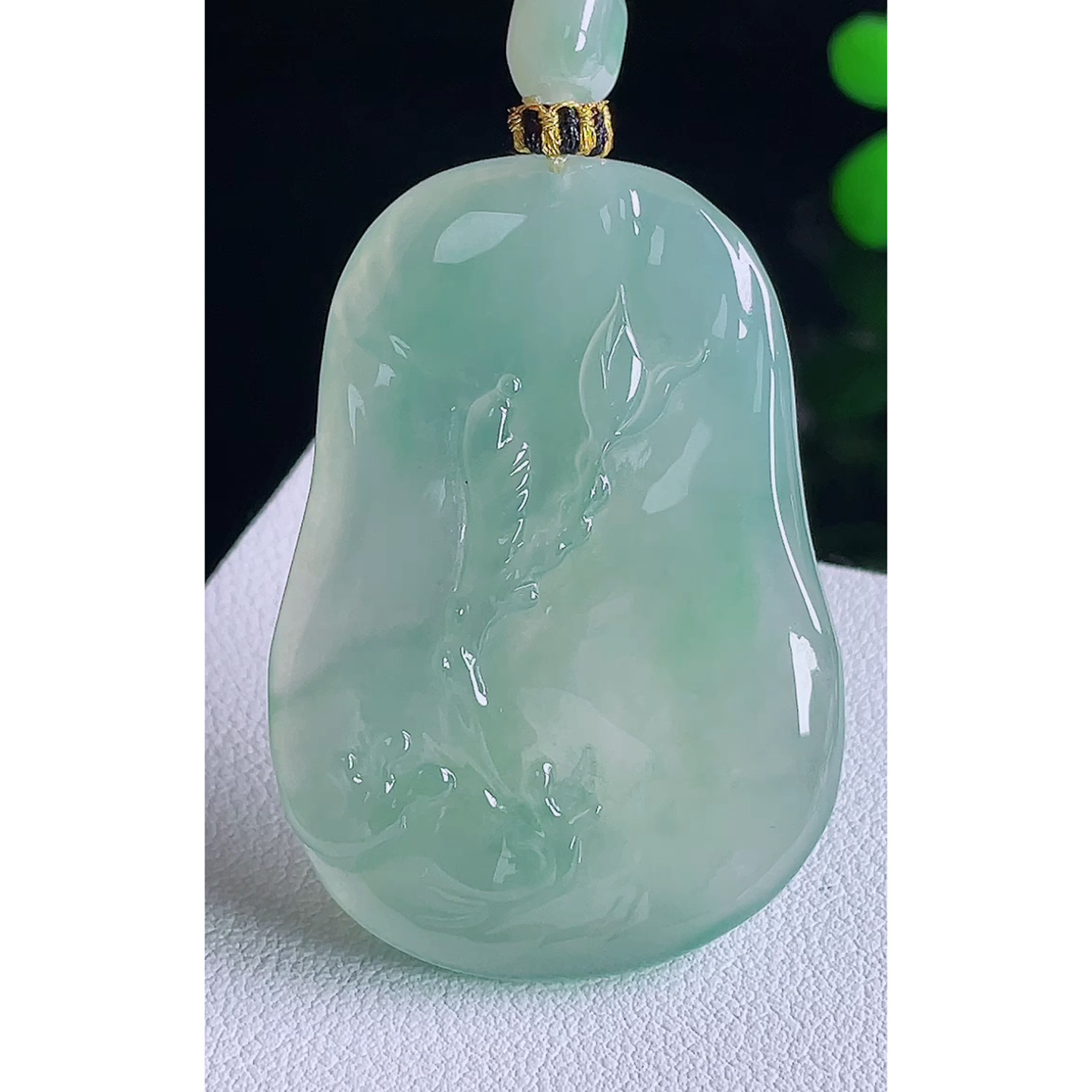 缅甸天然A货玉石翡翠 老坑冰种手工精雕悟道吊坠