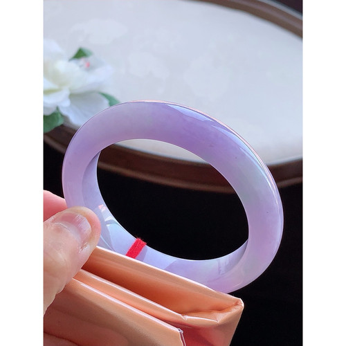 翠满家珠宝 缅甸天然A货翡翠 老坑冰种紫罗兰正装手镯52-53小圈口