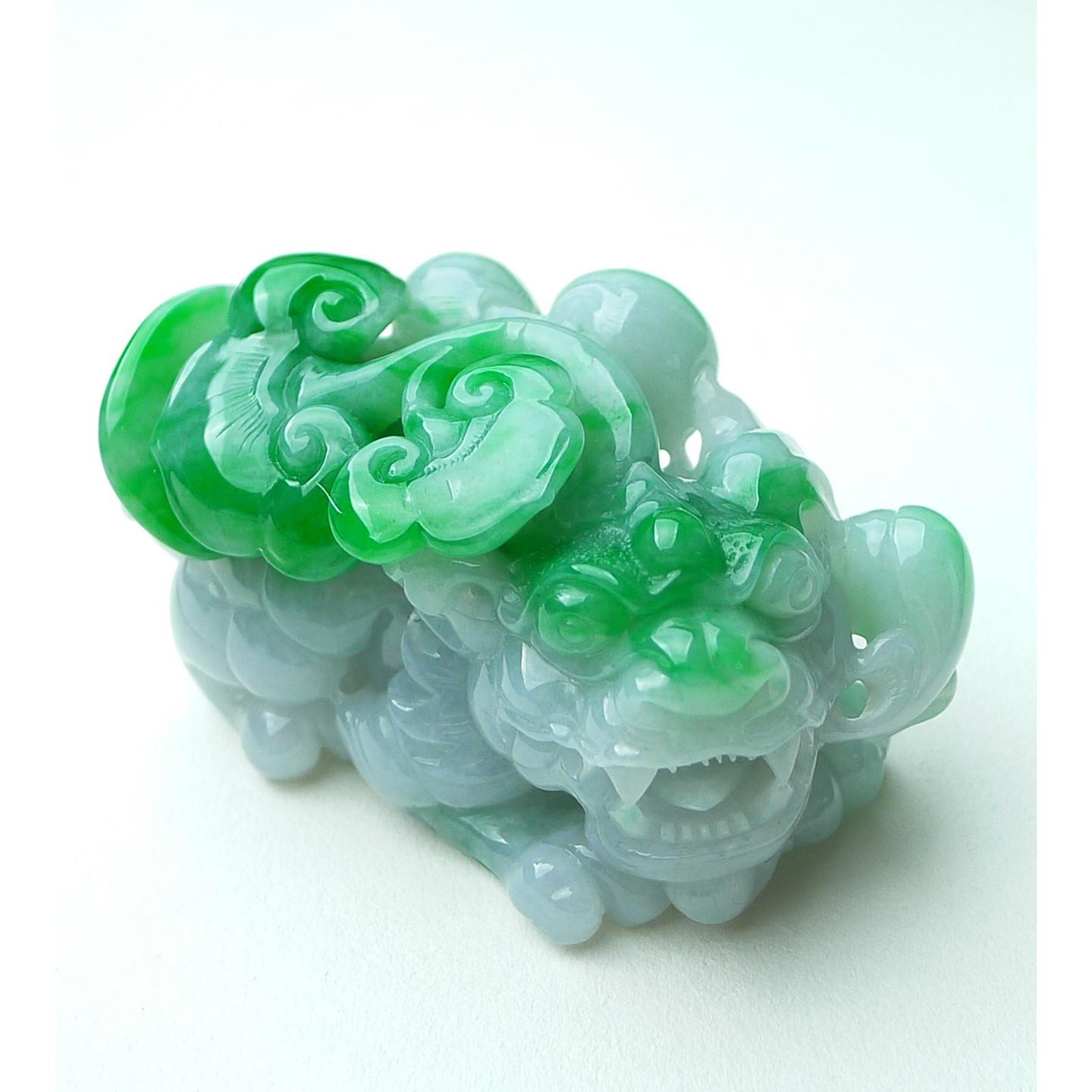 缅甸天然A货玉石翡翠 老坑冰种手工精雕绿色貔貅吊坠