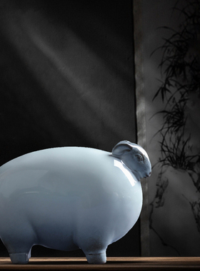 大宋官窑三羊开泰招财聚财收藏摆件陶瓷哥窑家居装饰茶宠开业礼品