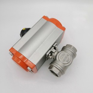 AT单双作用气动不锈钢三通切换分合流球水气耐高温Q614 16P