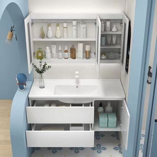 105厘米一门双抽实木非标浴室柜洗漱台洗脸盆组合 65cm