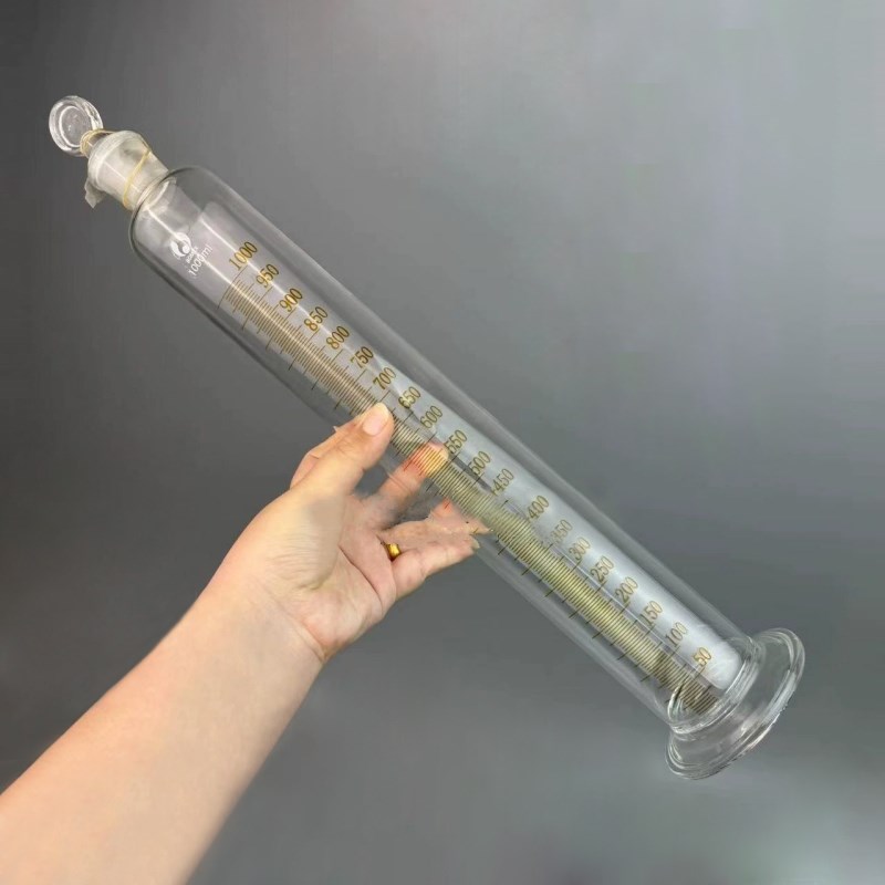 玻璃量筒量入式1000ml分度5毫升具塞玻璃量筒带底座精密玻璃量杯