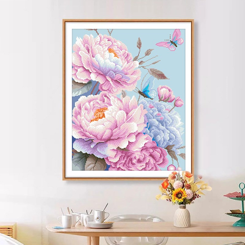 珠绣十字绣全珠子绣牡丹花竖版花草卧室新款串珠绣彩珠绣满绣圆珠