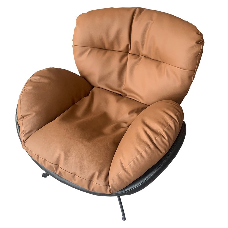 意式极简皮艺转椅休闲躺椅舒适客厅书房单人懒人沙发简约现代家用