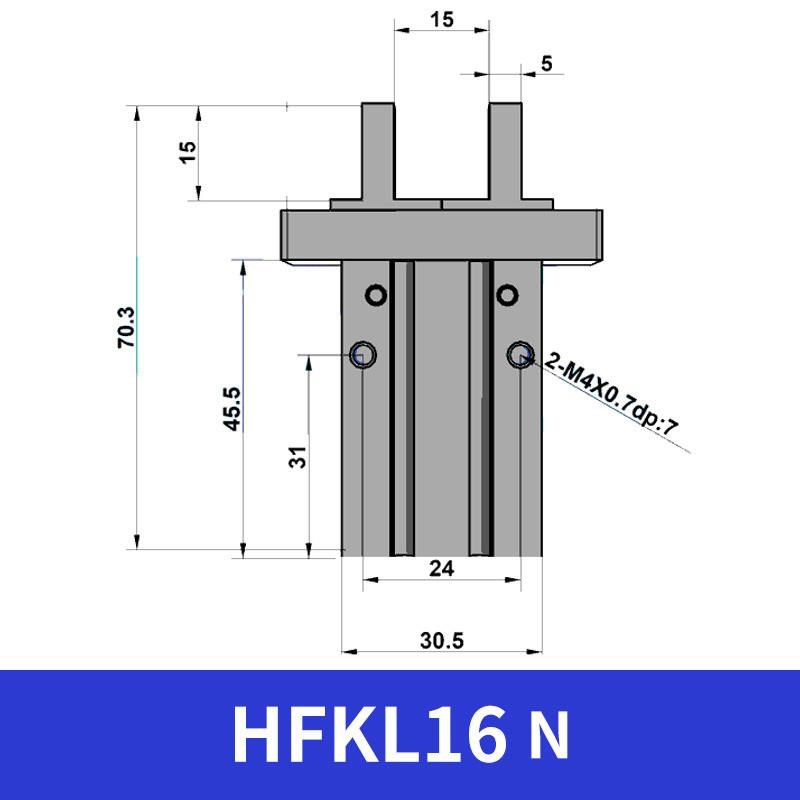 亚德客型气动手指气缸HFKL10/16/20/25平行导轨加长通孔底部安装