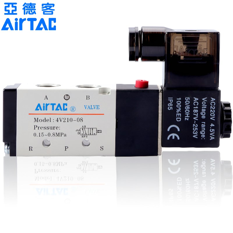 亚德客电磁气动 4v210一08 220v控制器气换向电子线圈24v