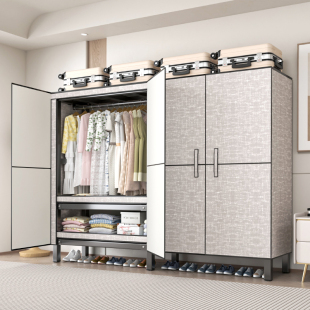 免安装 折叠布衣柜家用卧室出租房全钢架结构结实耐用加厚简易衣橱